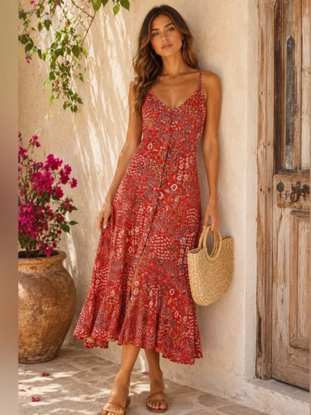 Anthropologie Abel the Label Women’s Lola Red Hi-Low Maxi Dress large